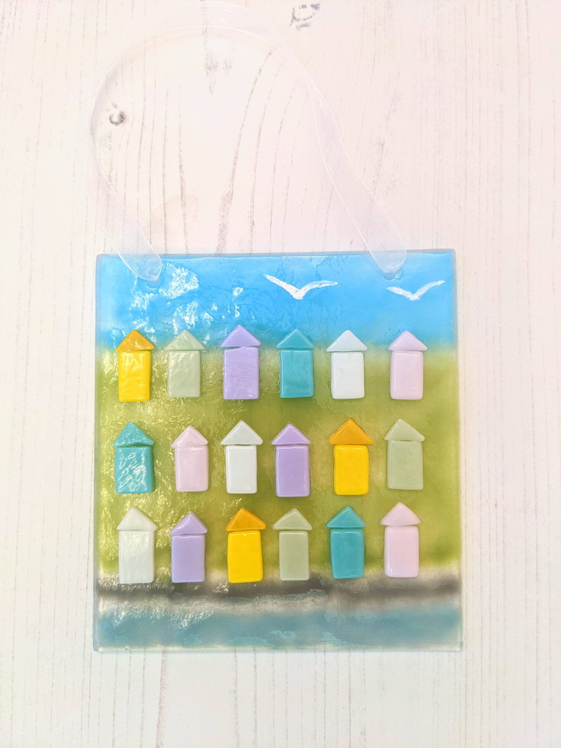 Fused Glass Hanger Day at the Beach Inspired by Walton on the Naze